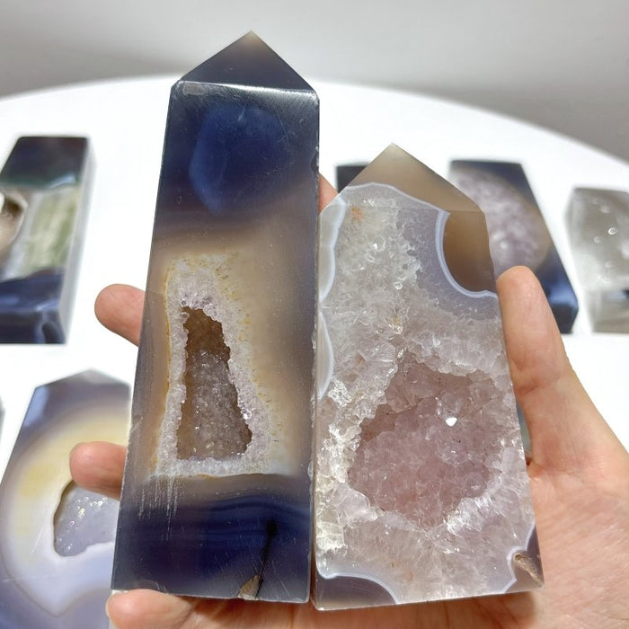 15 Pieces Large Druzy Geode Agate Points