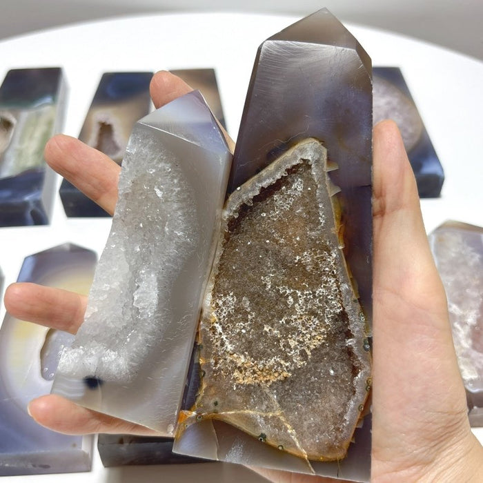 15 Pieces Large Druzy Geode Agate Points