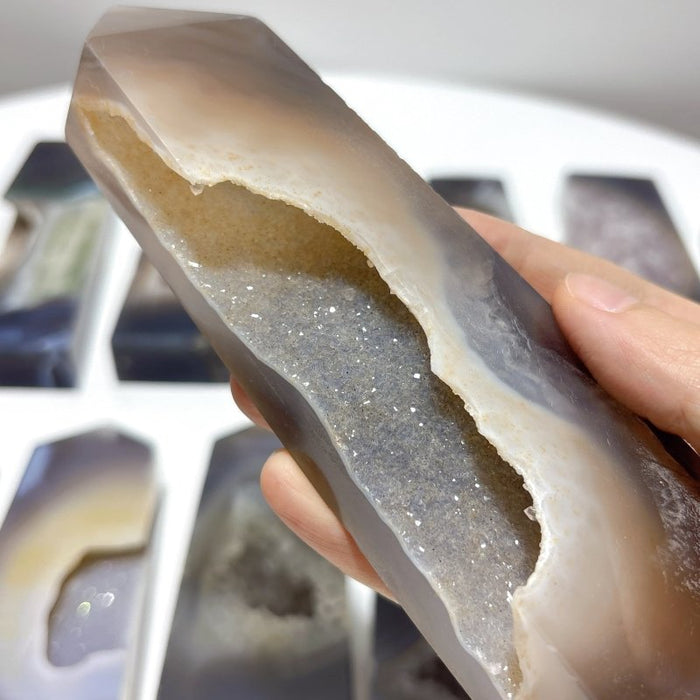 15 Pieces Large Druzy Geode Agate Points