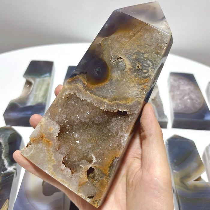 15 Pieces Large Druzy Geode Agate Points