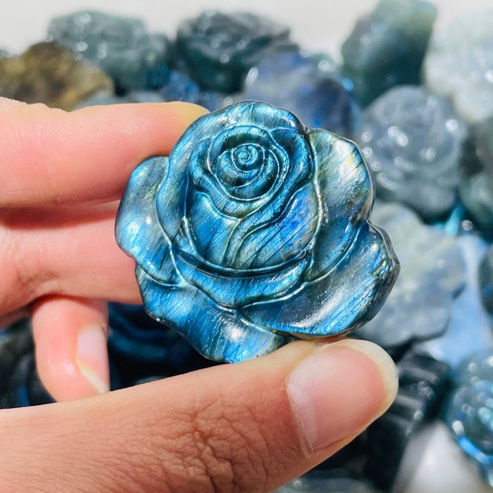 1.5Inch High Quality Labradorite Stone Flower Carving Wholesale