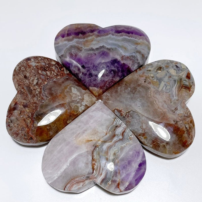 16 Pieces Amethyst Mixed Stripe Agate Heart