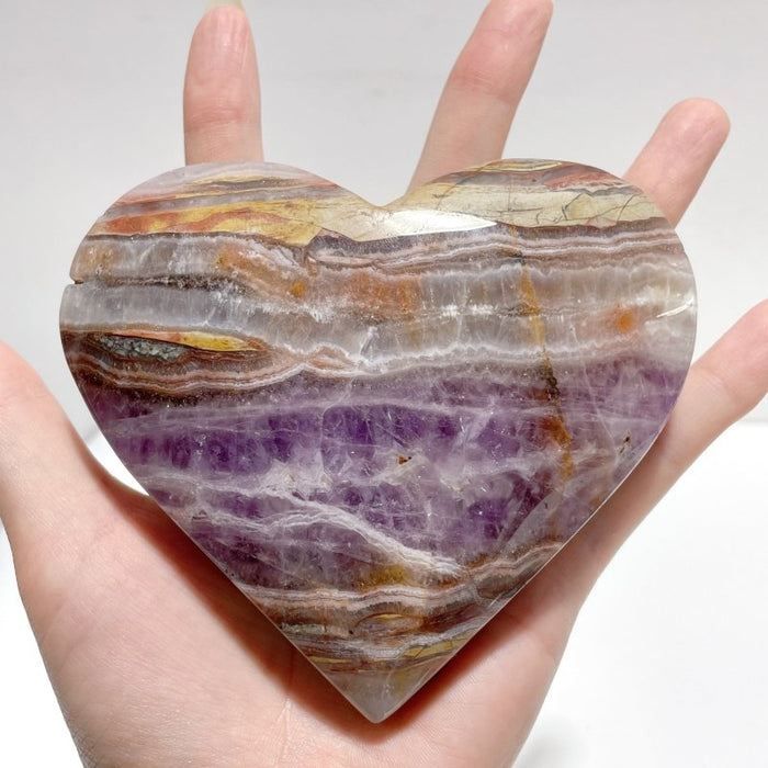 16 Pieces Amethyst Mixed Stripe Agate Heart
