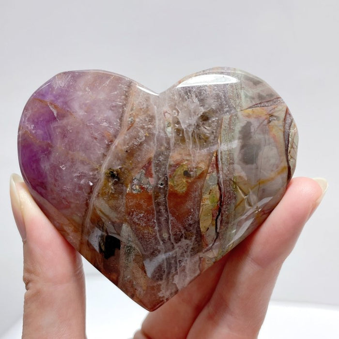 16 Pieces Amethyst Mixed Stripe Agate Heart