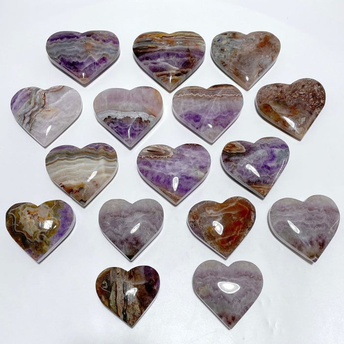 16 Pieces Amethyst Mixed Stripe Agate Heart