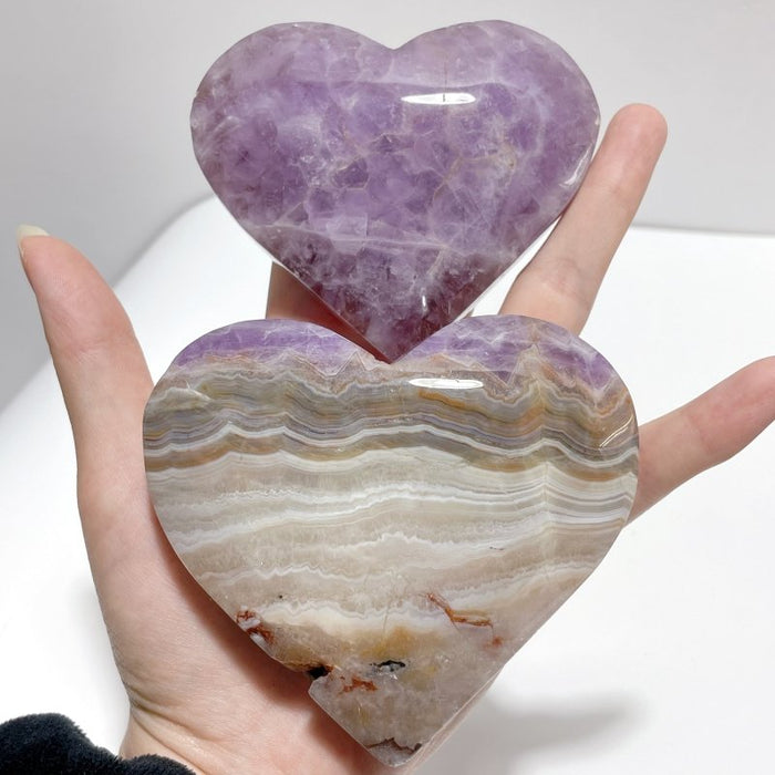 16 Pieces Amethyst Mixed Stripe Agate Heart