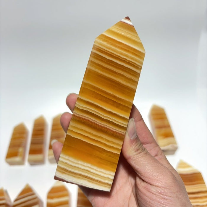 16 Pieces Fat Yellow Calcite Stripe Tower
