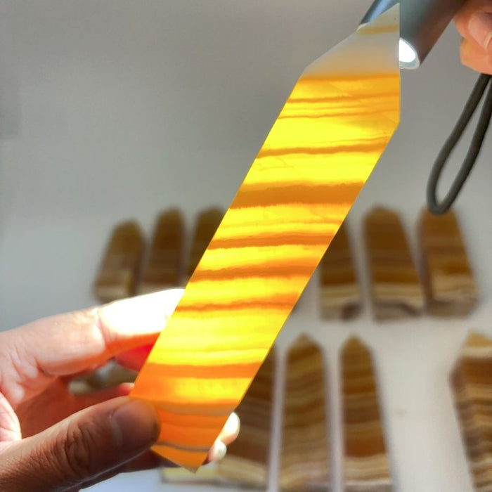 16 Pieces Fat Yellow Calcite Stripe Tower