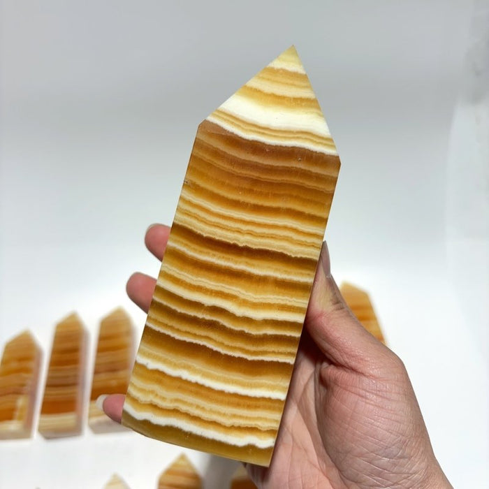 16 Pieces Fat Yellow Calcite Stripe Tower