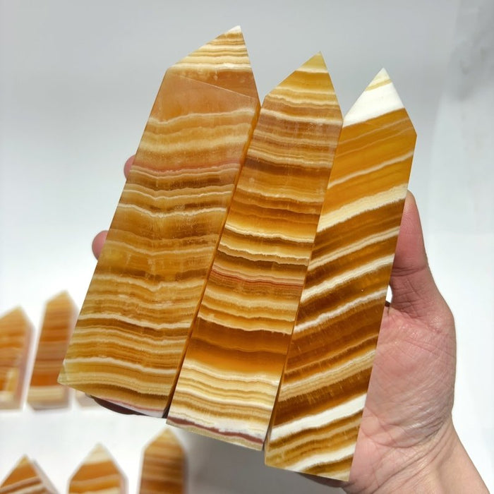 16 Pieces Fat Yellow Calcite Stripe Tower
