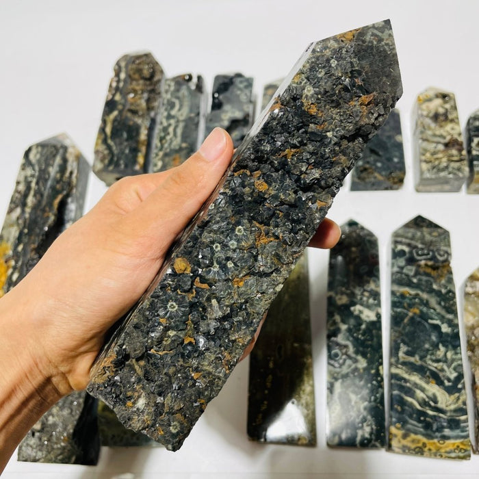 16 Pieces Green Sea Jasper Druzy Geode Tower Points