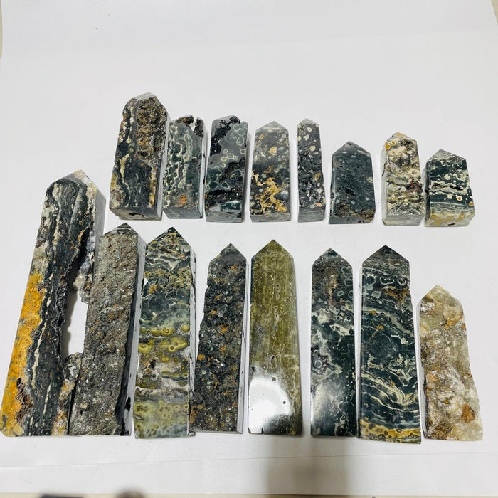 16 Pieces Green Sea Jasper Druzy Geode Tower Points