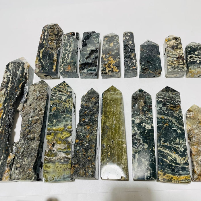 16 Pieces Green Sea Jasper Druzy Geode Tower Points