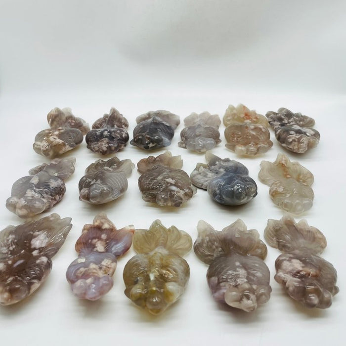 16 Pieces Sakura Flower Agate Beautiful Goldfish Carving