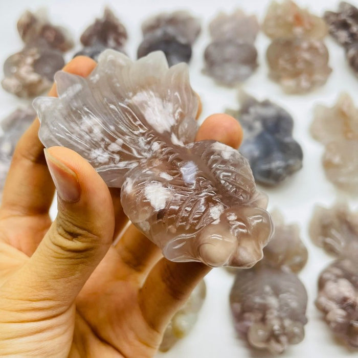 16 Pieces Sakura Flower Agate Beautiful Goldfish Carving