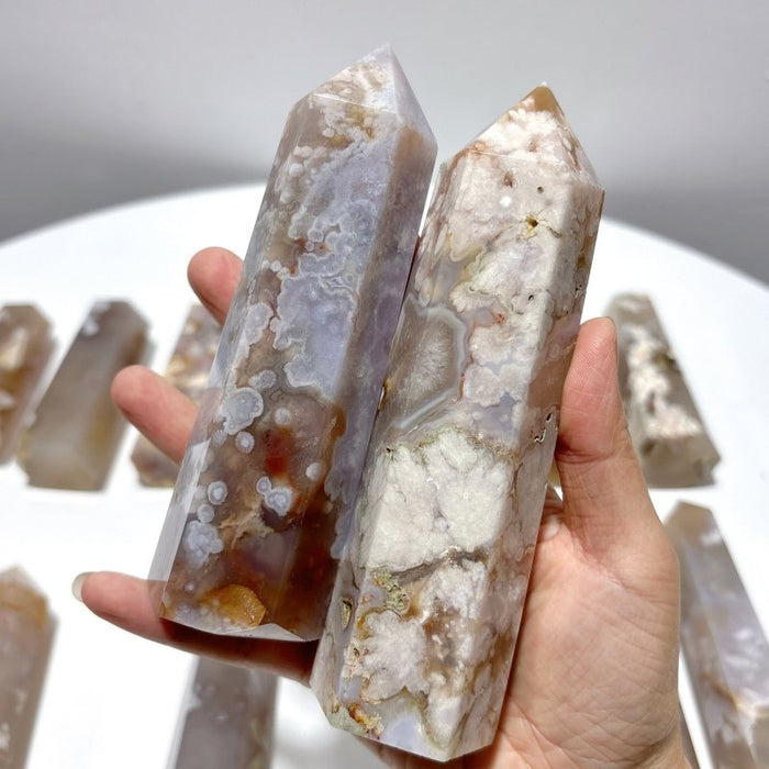 16 Pieces Fat Sakura Flower Agate Tower Points