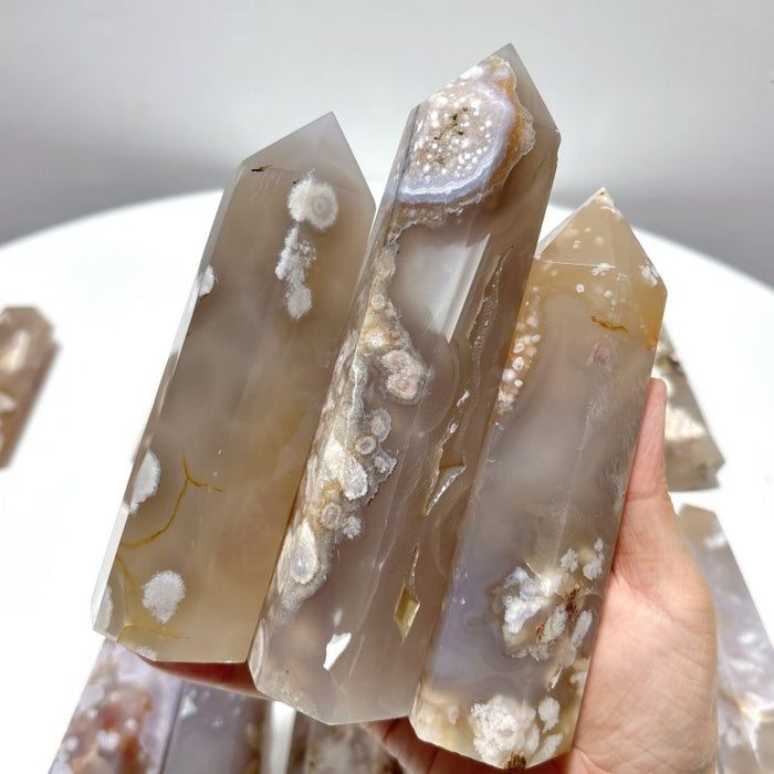 16 Pieces Fat Sakura Flower Agate Tower Points