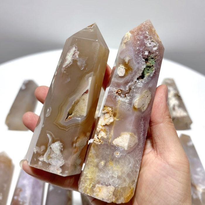 16 Pieces Fat Sakura Flower Agate Tower Points