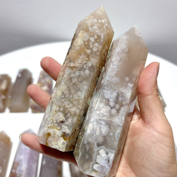 16 Pieces Fat Sakura Flower Agate Tower Points
