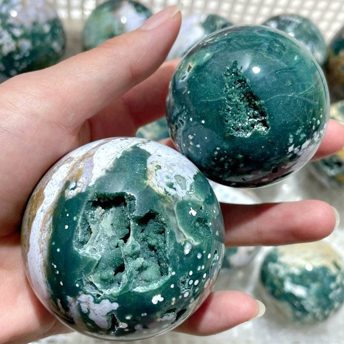 17 Pieces Beautiful Ocean Jasper Spheres