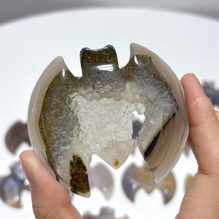 17 Pieces Geode Druzy Agate Bat Carving
