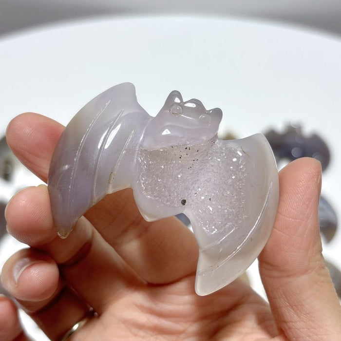 17 Pieces Geode Druzy Agate Bat Carving