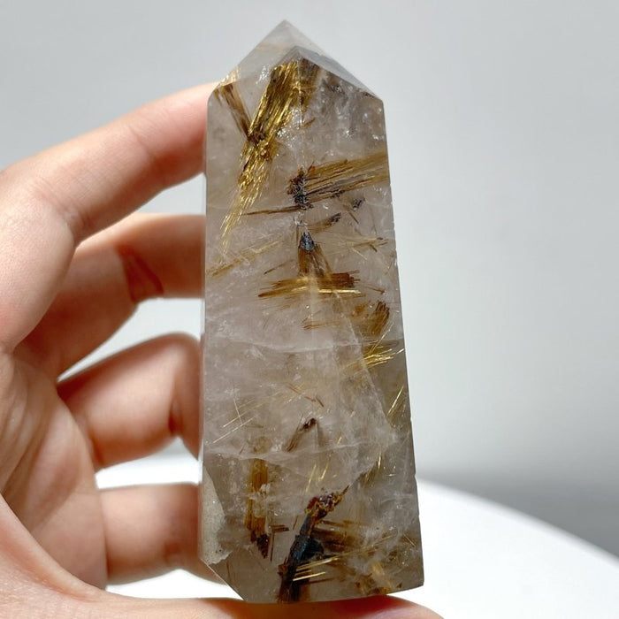 17 Pieces Gold Rutilated Quartz Points 2.2-3.6in