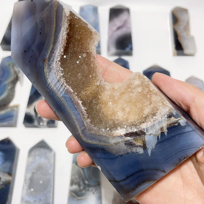 17 Pieces Large Four-sided Druzy Geode Agate Points