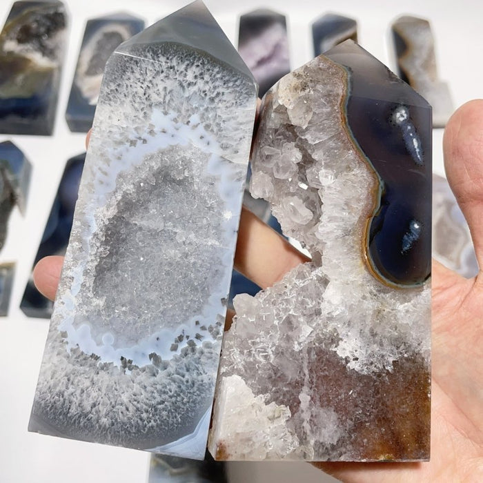 17 Pieces Large Four-sided Druzy Geode Agate Points
