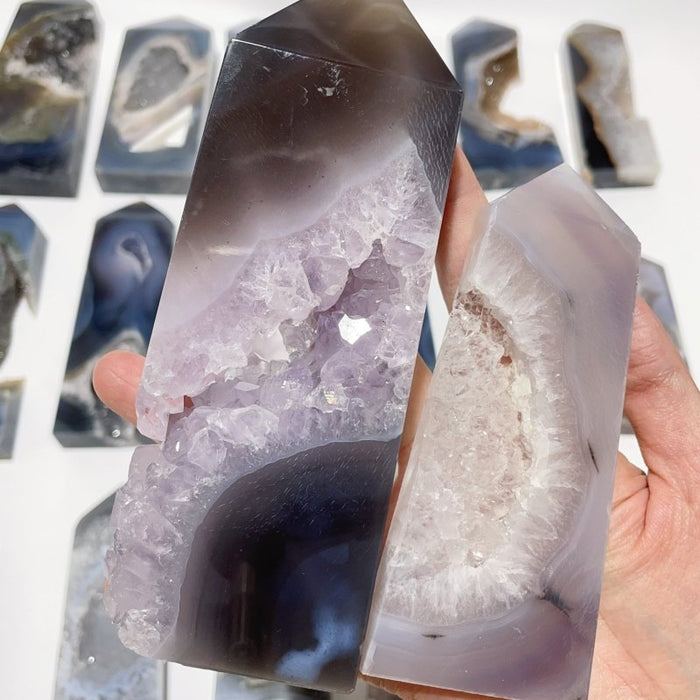 17 Pieces Large Four-sided Druzy Geode Agate Points