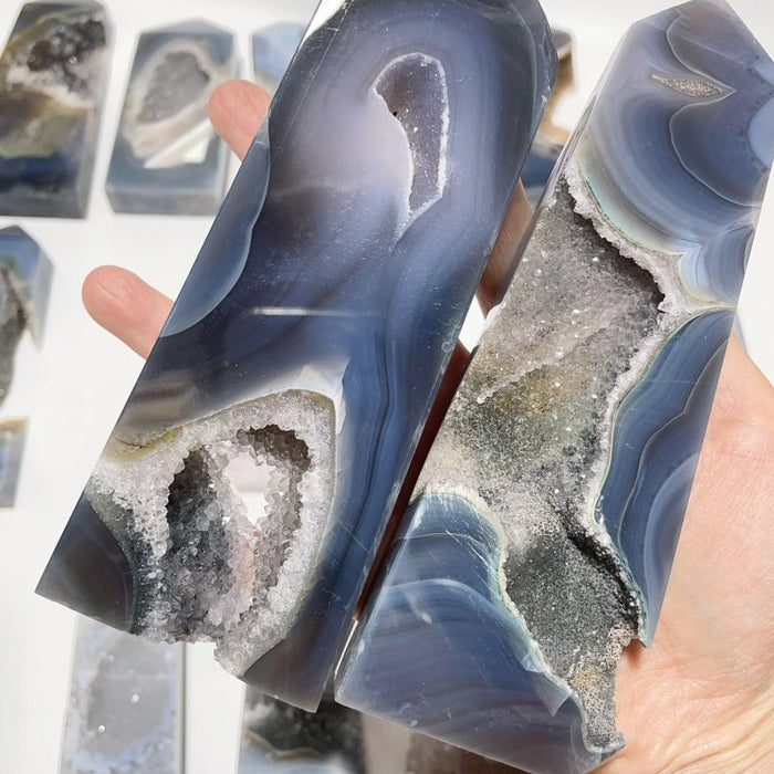 17 Pieces Large Four-sided Druzy Geode Agate Points
