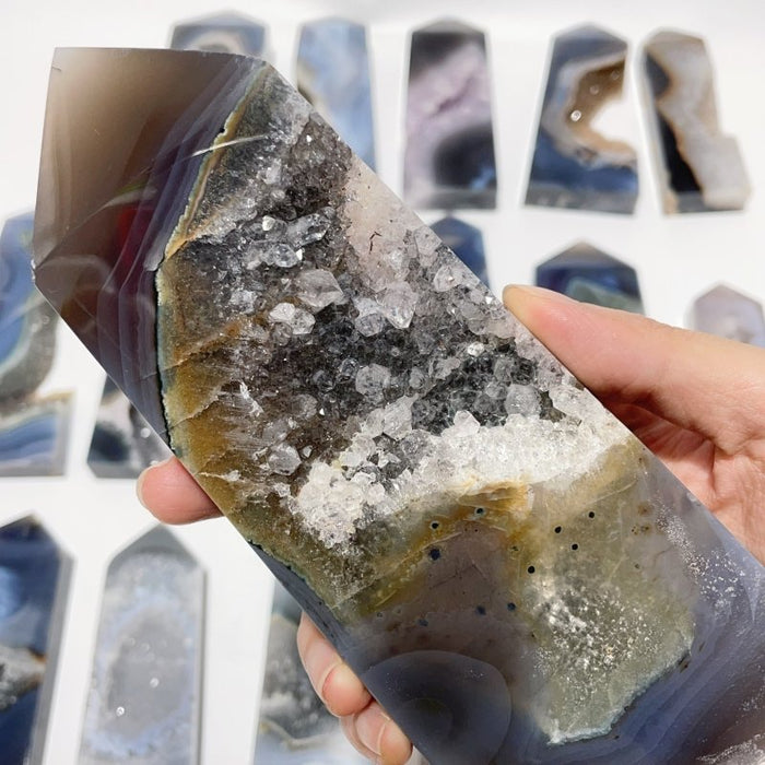 17 Pieces Large Four-sided Druzy Geode Agate Points