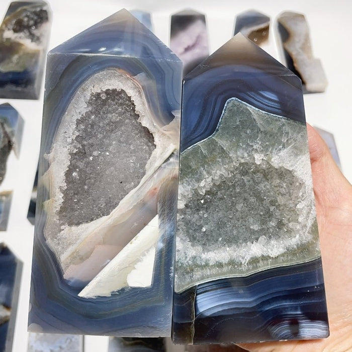 17 Pieces Large Four-sided Druzy Geode Agate Points