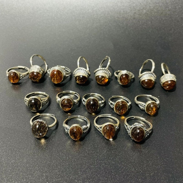 17 Pieces Rutile Quartz Different Styles Sterling Silver Ring