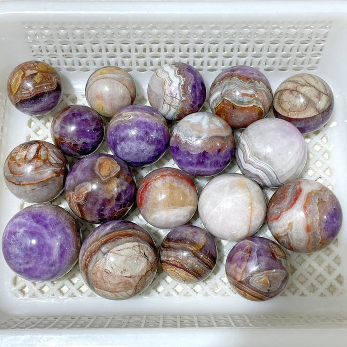 18 Pieces Amethyst Mixed Striped Agate Crystal Spheres