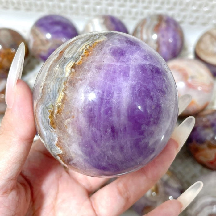 18 Pieces Amethyst Mixed Striped Agate Crystal Spheres
