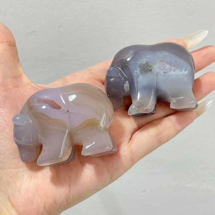 18 Pieces Geode Druzy Agate Bear Carving