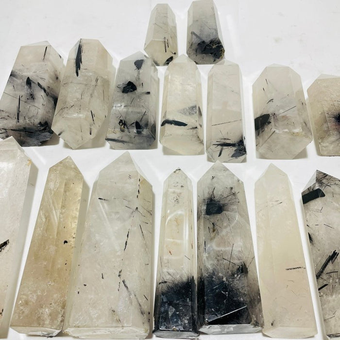 18 Pieces Large Black Tourmaline Clear Quartz Tower
