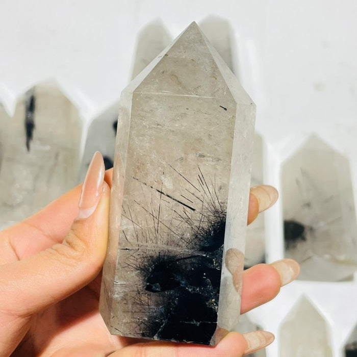 18 Pieces Large Black Tourmaline Clear Quartz Tower