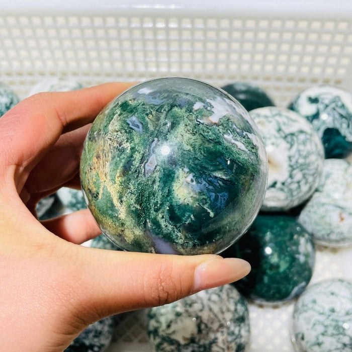 18 Pieces Moss Agate Spheres Clearance