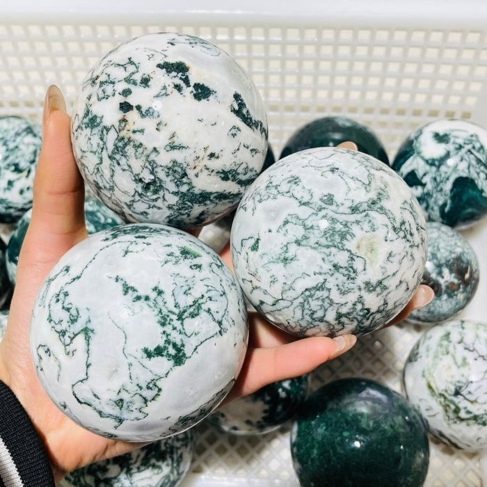 18 Pieces Moss Agate Spheres Clearance
