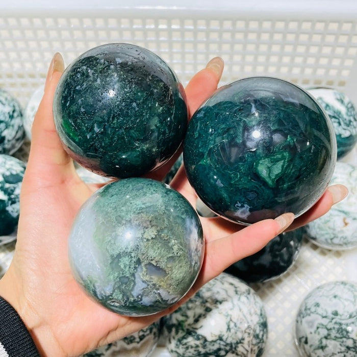 18 Pieces Moss Agate Spheres Clearance