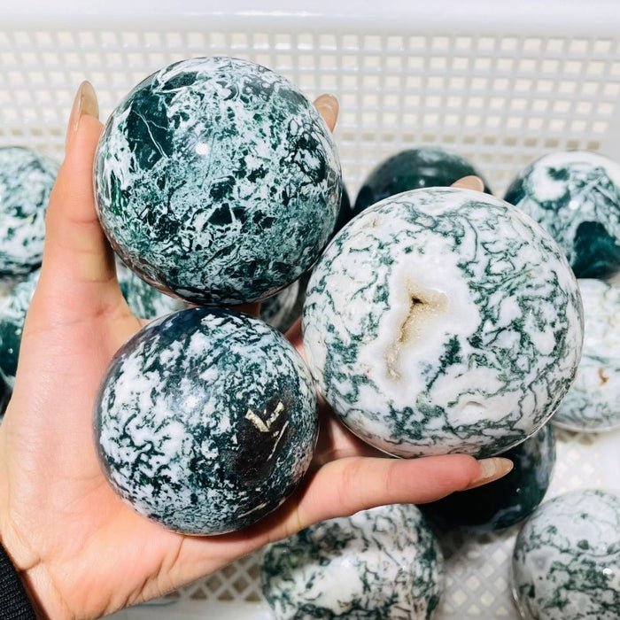 18 Pieces Moss Agate Spheres Clearance