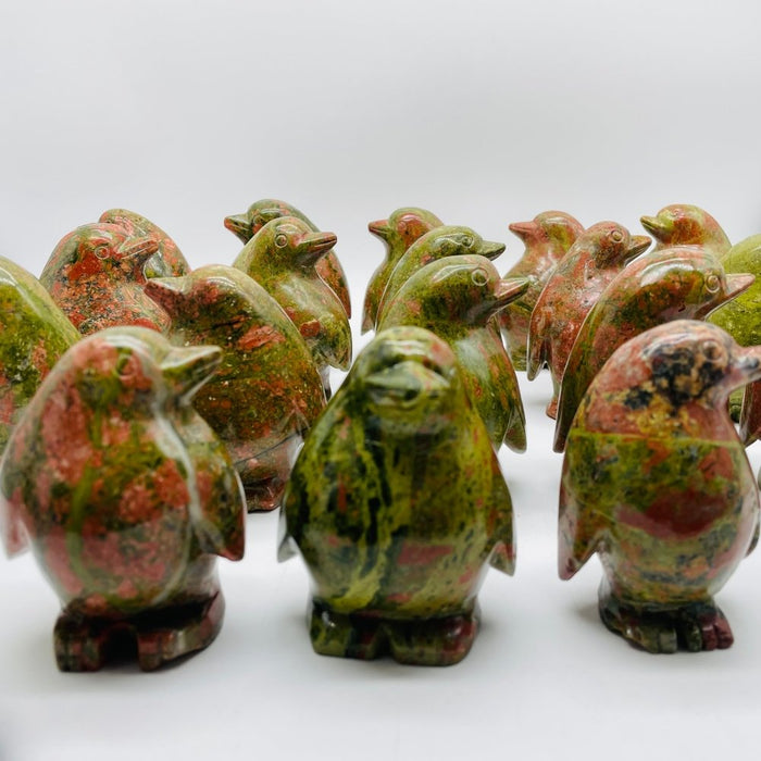 18 Pieces Unakite Penguin Carving