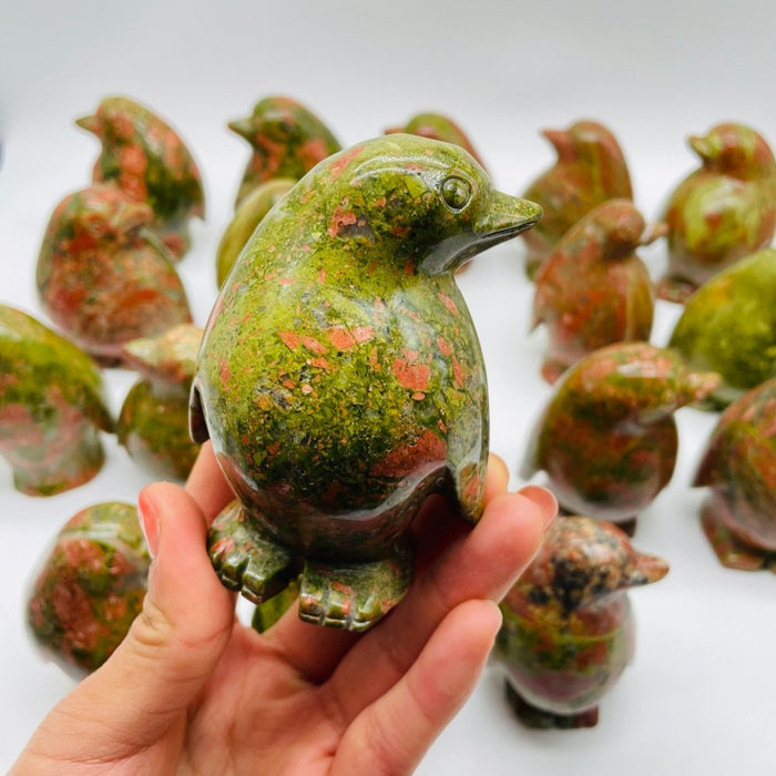 18 Pieces Unakite Penguin Carving