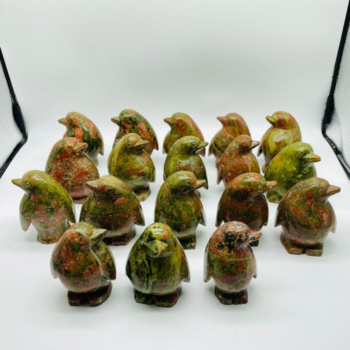 18 Pieces Unakite Penguin Carving