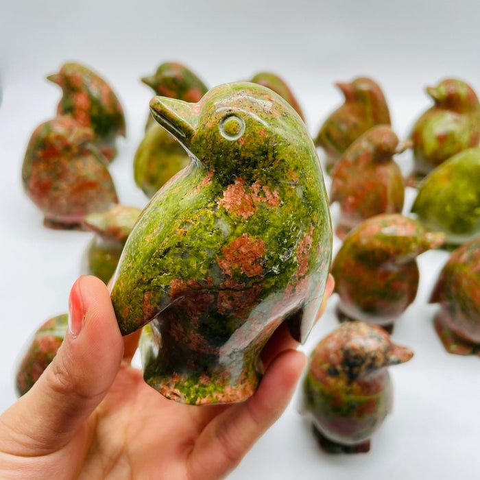 18 Pieces Unakite Penguin Carving