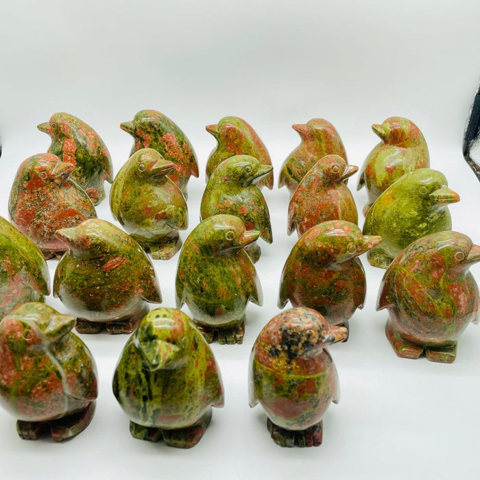 18 Pieces Unakite Penguin Carving