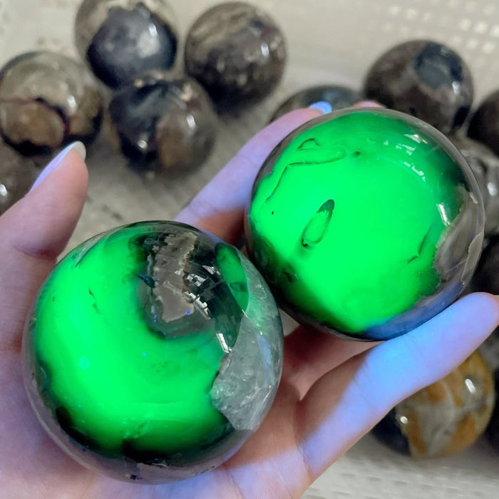 18 Pieces Volcano Agate Sphere(UV-Reactive)