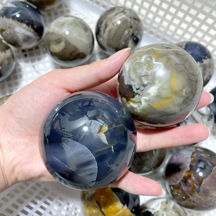 18 Pieces Volcano Agate Sphere(UV-Reactive)